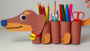 آموزش ساخت نظم ‌دهنده لوازم ‌التحریر طرح سگ مقوایی بامزه